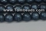 CSB1971 15.5 inches 6mm faceted round matte shell pearl beads