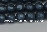 CSB1972 15.5 inches 8mm faceted round matte shell pearl beads