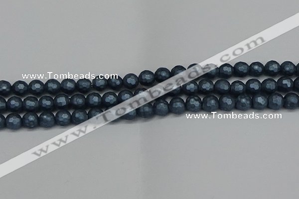 CSB1972 15.5 inches 8mm faceted round matte shell pearl beads