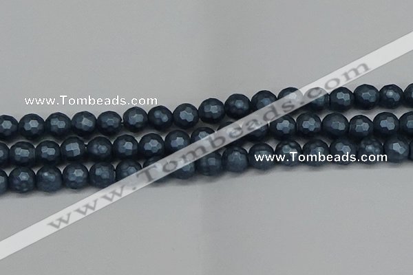 CSB1974 15.5 inches 12mm faceted round matte shell pearl beads