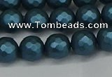 CSB1981 15.5 inches 6mm faceted round matte shell pearl beads