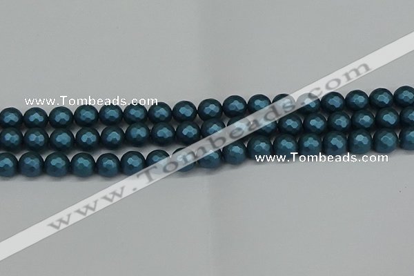 CSB1981 15.5 inches 6mm faceted round matte shell pearl beads