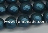 CSB1983 15.5 inches 10mm faceted round matte shell pearl beads