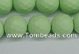 CSB1995 15.5 inches 14mm faceted round matte shell pearl beads