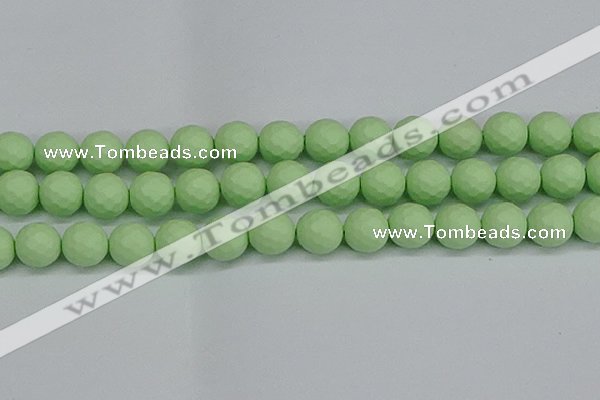 CSB1995 15.5 inches 14mm faceted round matte shell pearl beads