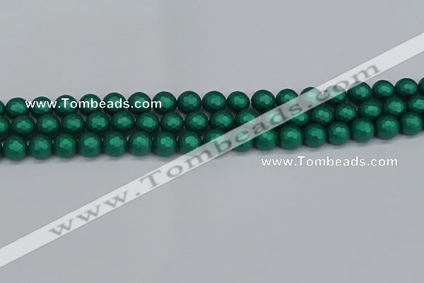 CSB2001 15.5 inches 6mm faceted round matte shell pearl beads