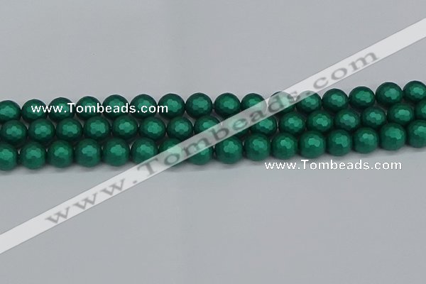 CSB2002 15.5 inches 8mm faceted round matte shell pearl beads