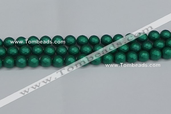 CSB2003 15.5 inches 10mm faceted round matte shell pearl beads