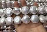 CSB2131 15.5 inches 25mm flat round shell pearl beads wholesale