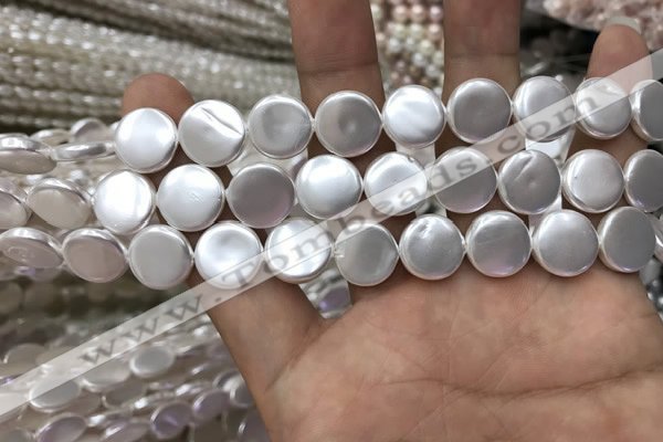 CSB2136 15.5 inches 10mm coin shell pearl beads wholesale