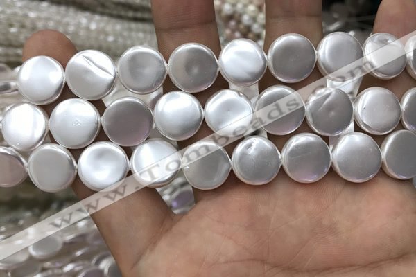 CSB2138 15.5 inches 14mm coin shell pearl beads wholesale