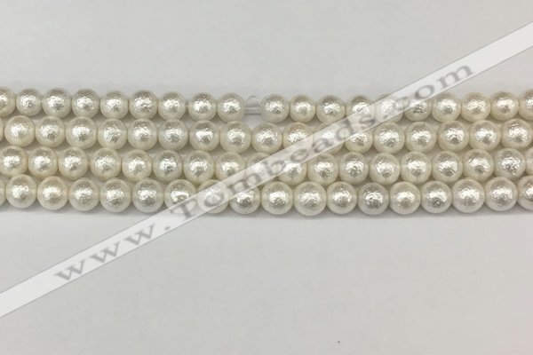 CSB2201 15.5 inches 6mm round wrinkled shell pearl beads wholesale