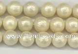 CSB2210 15.5 inches 4mm round wrinkled shell pearl beads wholesale