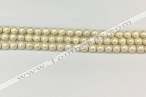 CSB2210 15.5 inches 4mm round wrinkled shell pearl beads wholesale