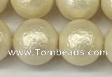 CSB2215 15.5 inches 14mm round wrinkled shell pearl beads wholesale