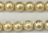 CSB2220 15.5 inches 4mm round wrinkled shell pearl beads wholesale