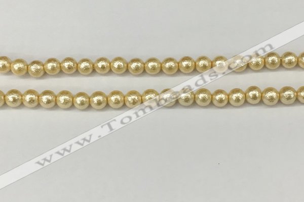 CSB2220 15.5 inches 4mm round wrinkled shell pearl beads wholesale