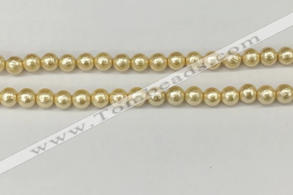 CSB2221 15.5 inches 6mm round wrinkled shell pearl beads wholesale