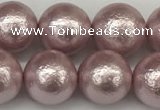 CSB2244 15.5 inches 12mm round wrinkled shell pearl beads wholesale