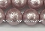 CSB2245 15.5 inches 14mm round wrinkled shell pearl beads wholesale