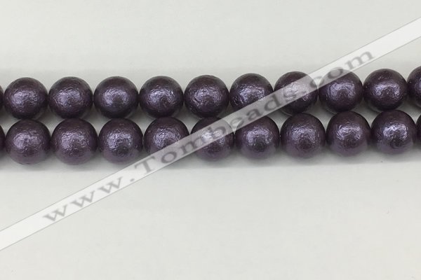 CSB2275 15.5 inches 14mm round wrinkled shell pearl beads wholesale