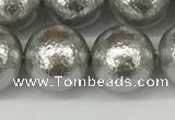 CSB2305 15.5 inches 14mm round wrinkled shell pearl beads wholesale