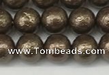 CSB2311 15.5 inches 6mm round wrinkled shell pearl beads wholesale