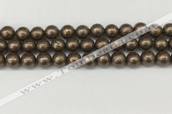 CSB2313 15.5 inches 10mm round wrinkled shell pearl beads wholesale