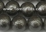 CSB2324 15.5 inches 12mm round wrinkled shell pearl beads wholesale