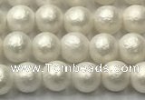 CSB2360 15.5 inches 4mm round matte wrinkled shell pearl beads