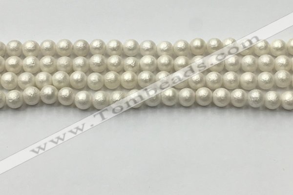 CSB2361 15.5 inches 6mm round matte wrinkled shell pearl beads