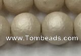 CSB2375 15.5 inches 14mm round matte wrinkled shell pearl beads