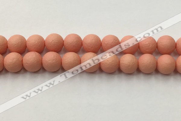 CSB2425 15.5 inches 14mm round matte wrinkled shell pearl beads