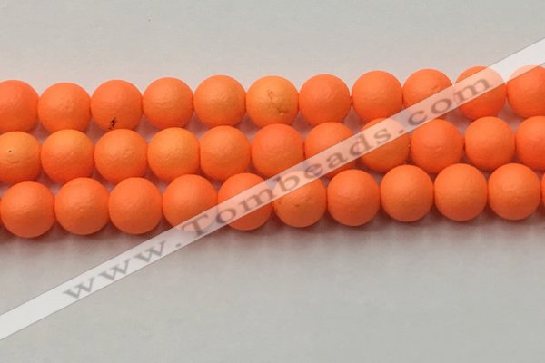 CSB2435 15.5 inches 14mm round matte wrinkled shell pearl beads