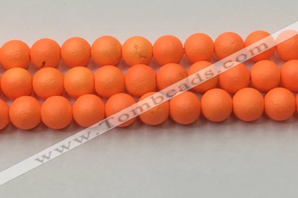 CSB2436 15.5 inches 16mm round matte wrinkled shell pearl beads