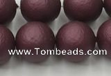 CSB2455 15.5 inches 14mm round matte wrinkled shell pearl beads