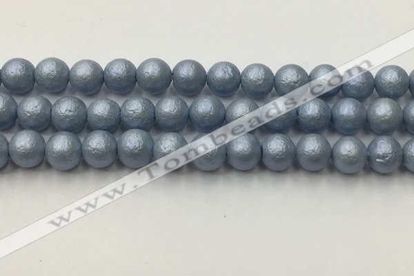 CSB2474 15.5 inches 12mm round matte wrinkled shell pearl beads