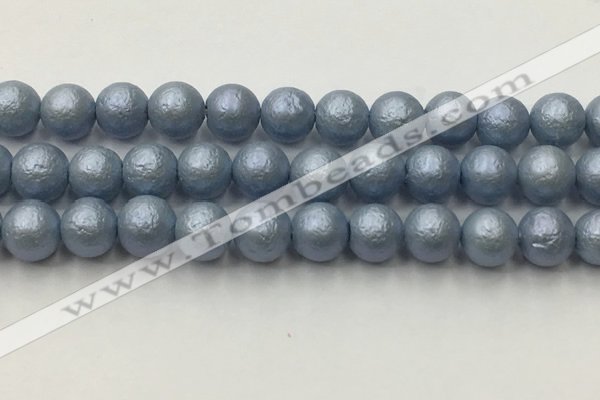 CSB2475 15.5 inches 14mm round matte wrinkled shell pearl beads