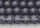 CSB2480 15.5 inches 4mm round matte wrinkled shell pearl beads