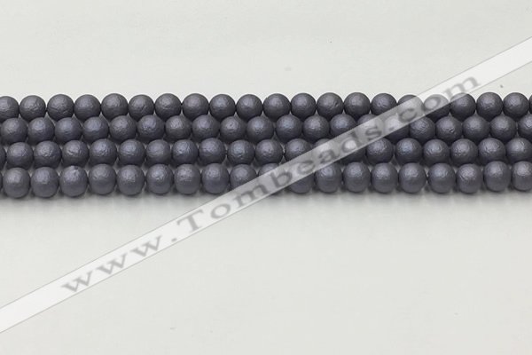 CSB2480 15.5 inches 4mm round matte wrinkled shell pearl beads