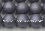 CSB2482 15.5 inches 8mm round matte wrinkled shell pearl beads