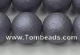 CSB2485 15.5 inches 14mm round matte wrinkled shell pearl beads