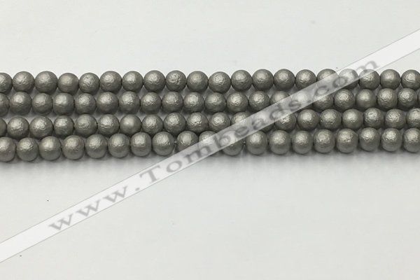 CSB2490 15.5 inches 4mm round matte wrinkled shell pearl beads