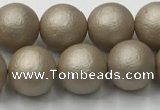 CSB2503 15.5 inches 10mm round matte wrinkled shell pearl beads