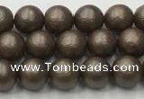 CSB2510 15.5 inches 4mm round matte wrinkled shell pearl beads