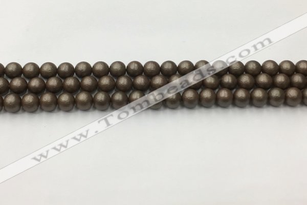 CSB2510 15.5 inches 4mm round matte wrinkled shell pearl beads