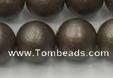 CSB2515 15.5 inches 14mm round matte wrinkled shell pearl beads