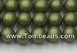 CSB2520 15.5 inches 4mm round matte wrinkled shell pearl beads