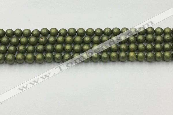 CSB2520 15.5 inches 4mm round matte wrinkled shell pearl beads