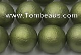 CSB2524 15.5 inches 12mm round matte wrinkled shell pearl beads